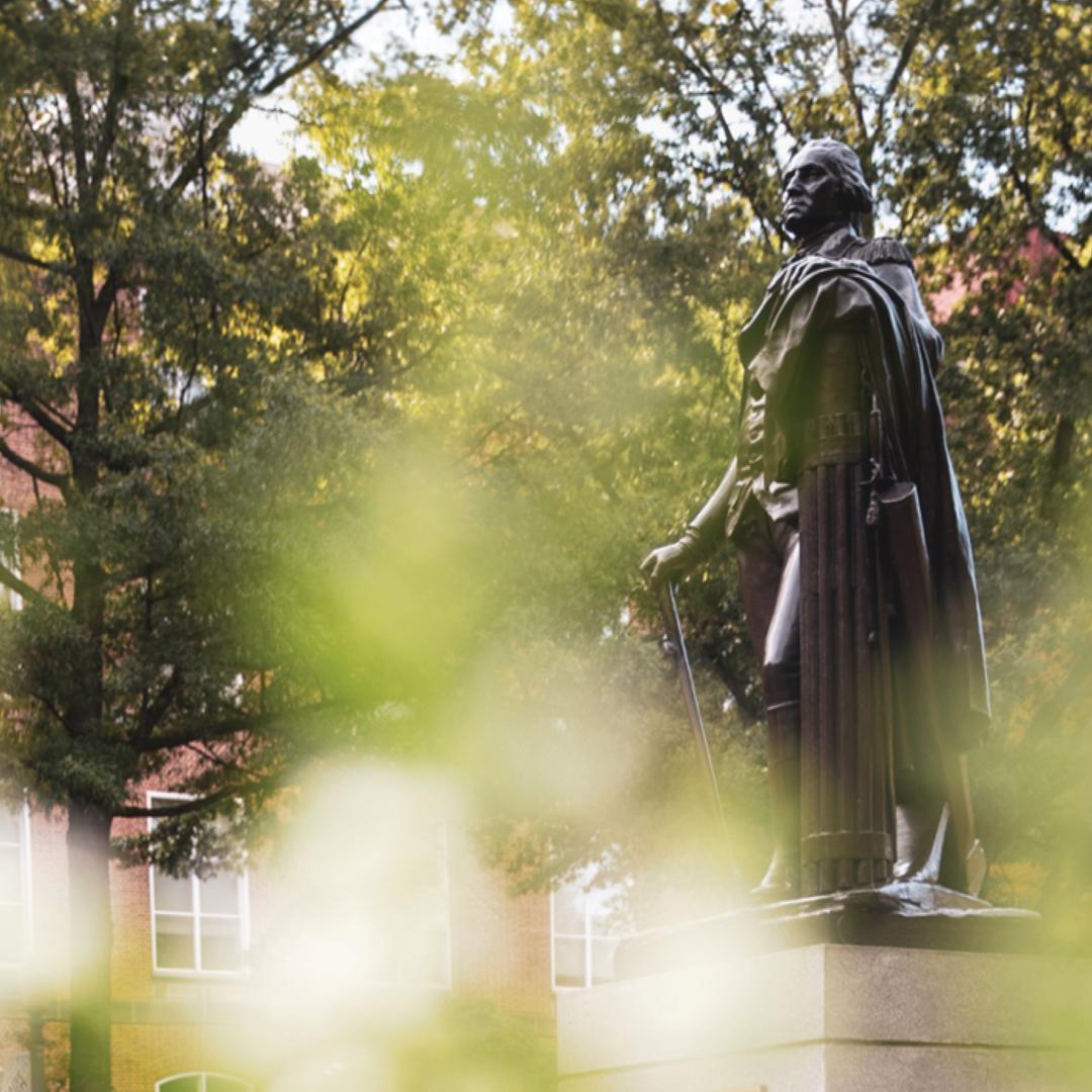 George Washington statue surrounded by trees